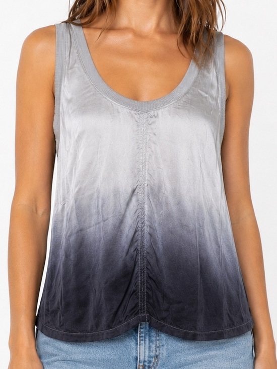 Raquel Allegra Tops - Raquel Allegra Ombre Rayon Sleeveless Tank Top Gray Black Relaxed Medium